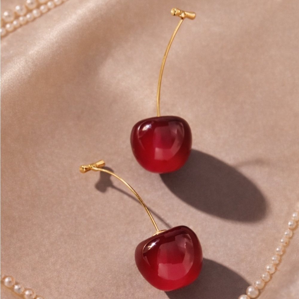 Cherry Red Drop Earrings